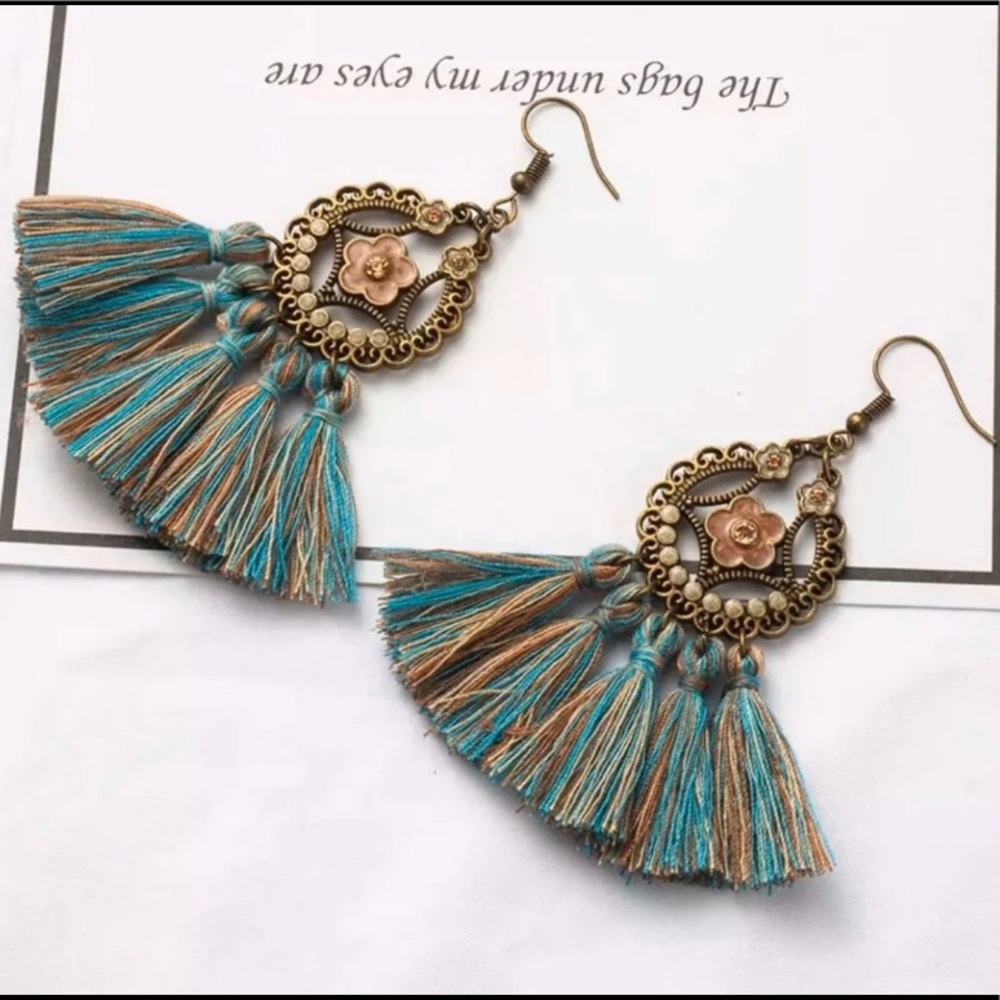 Beaded Tassels Dangle Earrings